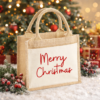 christmasgift bag jute bag that says Merry Christmas