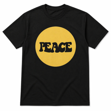 a black tshirt with the word peace