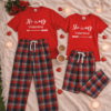 matching pyjamas that say he is my valentine and she is my valentines