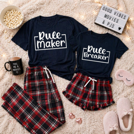“Rule Maker Rule Breaker” matching pyjamas for couples