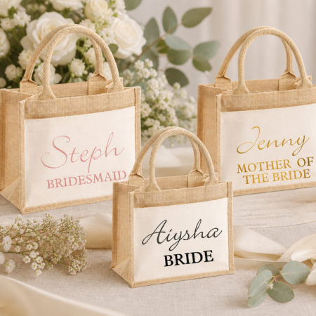 Hen party jute bags for bridesmaids and maid of honour