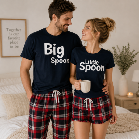 Big spoon little spoon matchign coule pyjamas