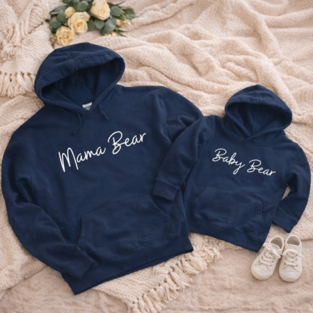 matching mum and child hoodies mama bear baby bear