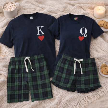 Matching couples green and navy tartan Pyjamas