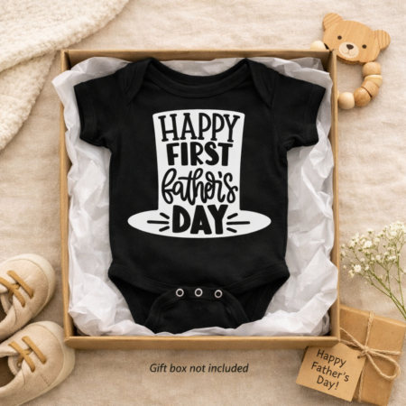 black baby vest with Happy First fathers day