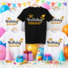 white kids tshirt that says Birthday squad