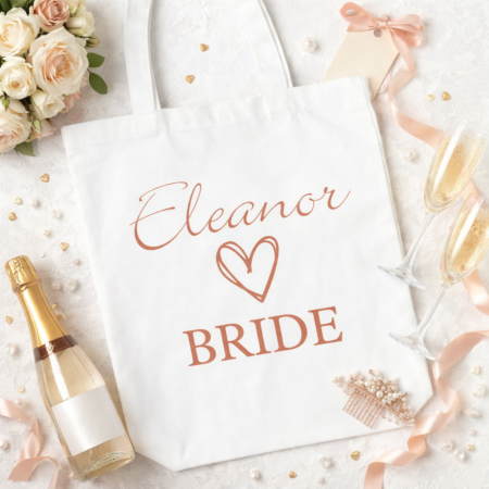 white hen party bag with bridesmaid
