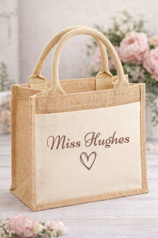 Personalised teachers jute bag ideal for end of year thank you gift for teacher