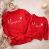 red matching sweatshirts for mum and child mama and mini tops