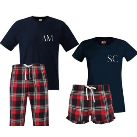 Red & Navy Matching Initial couples Pyjamas