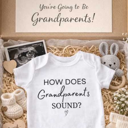 pregnancy announcement baby vest 'how does grandparents sound?