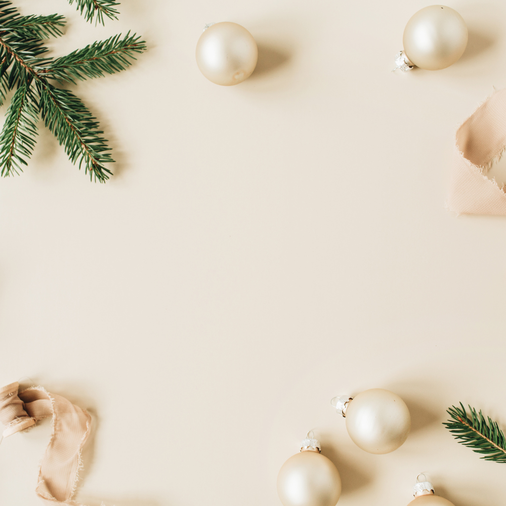 Soft beige background A simple Christmas bauble